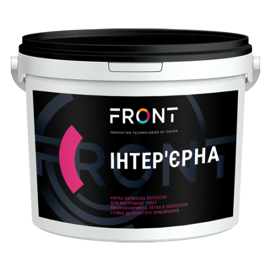 Фарба акрилова інтер'єрна FRONT, біла матова, 7кг.